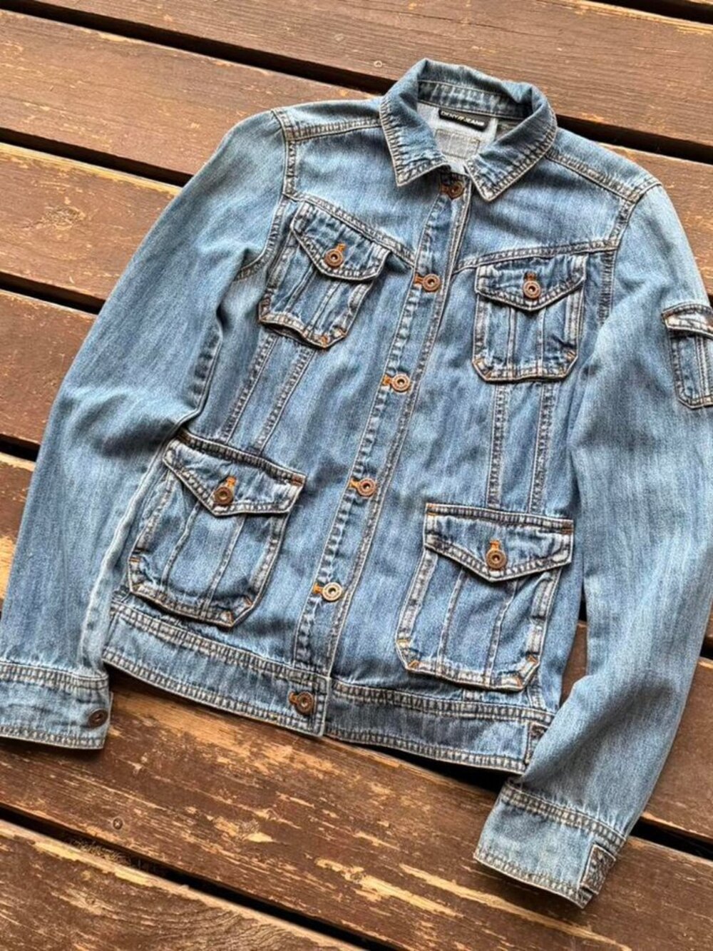 DKNY Women's Blue and Navy Jacket